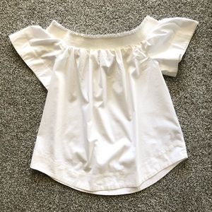 Marled off the shoulders white blouse